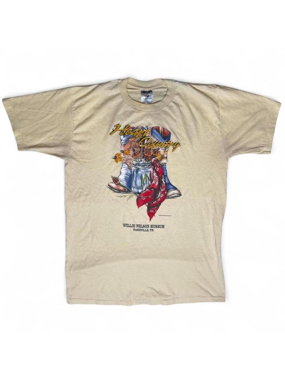 90s Willie Nelson Heart & Country Nashville T-Shirt Size L